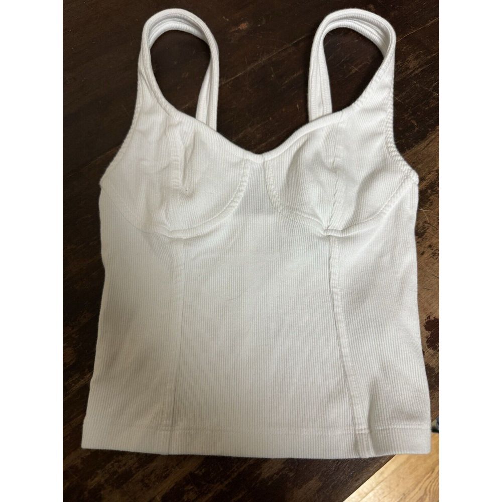 Aerie Superchill Seamless Corset Longline Bra Top Bustier White Ribbed Size XS 0